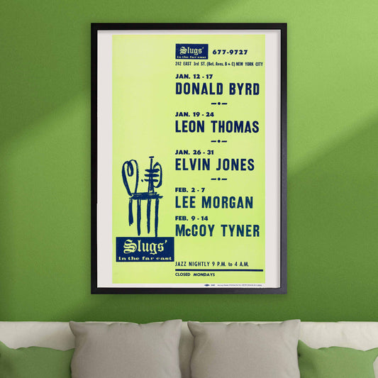 Donald Byrd - Lee Morgan - Elvin Jones jazz poster - Slugs' Saloon - 1971