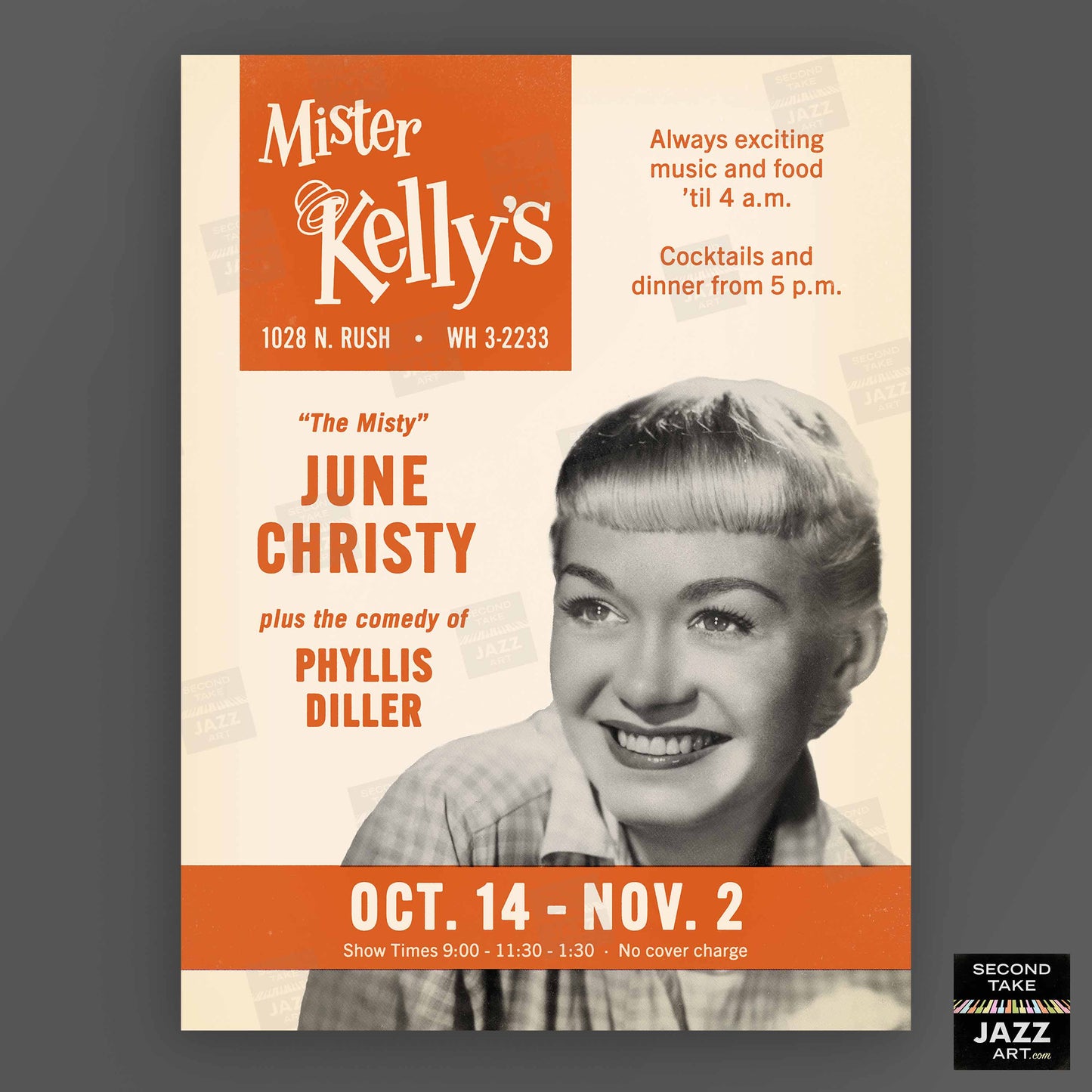 June Christy jazz poster - Mister Kelly's - Chicago - 1958