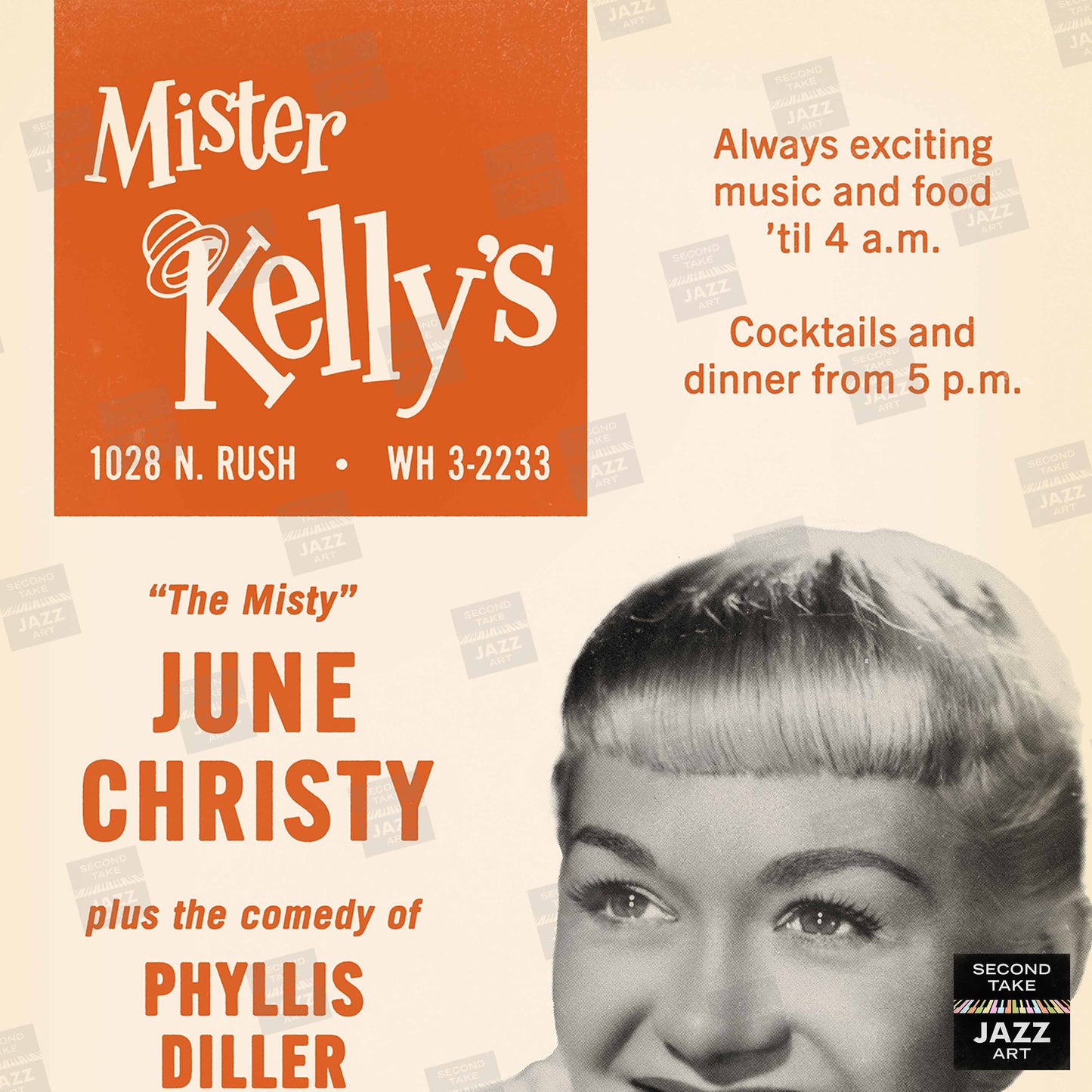 June Christy jazz poster - Mister Kelly's - Chicago - 1958