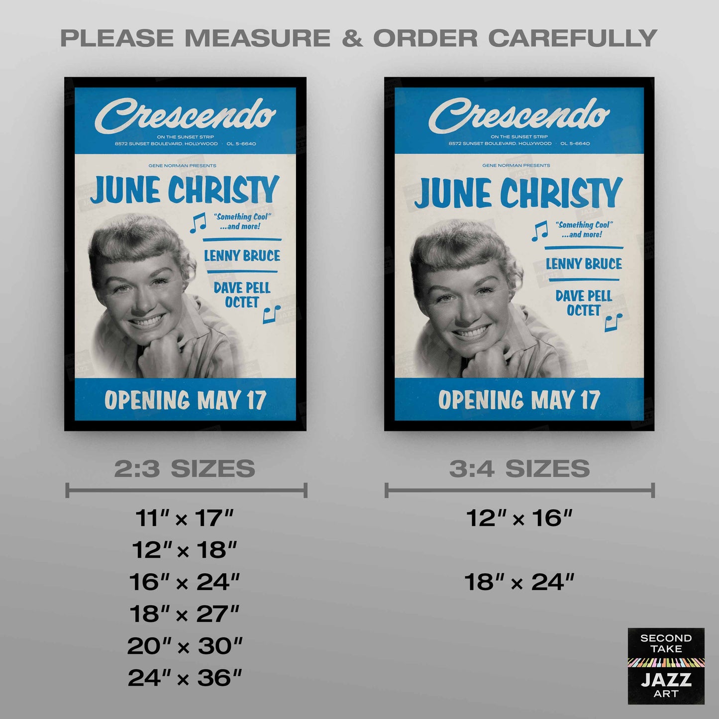 June Christy - Dave Pell Octet - jazz poster - At the Crescendo - Hollywood - 1957