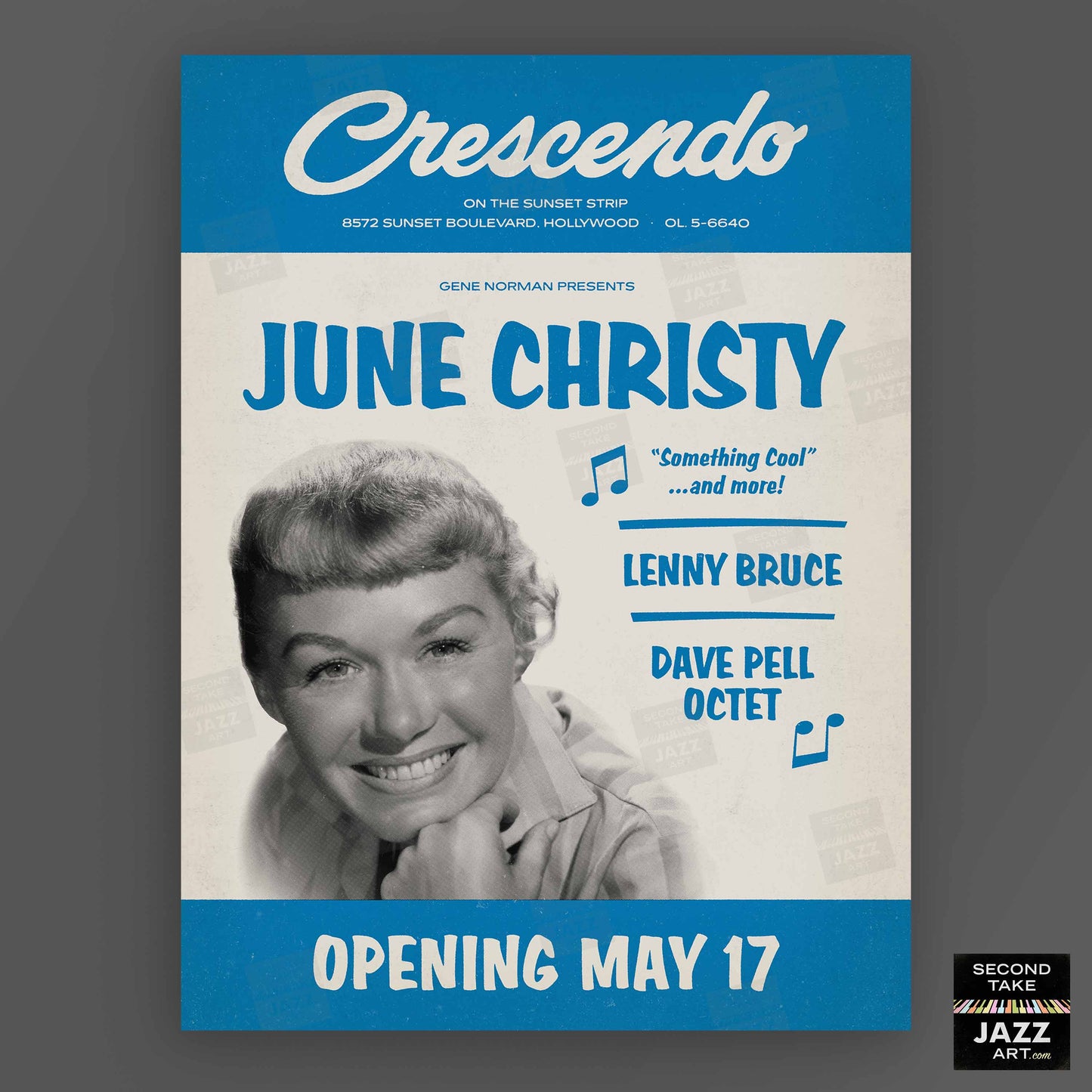 June Christy - Dave Pell Octet - jazz poster - At the Crescendo - Hollywood - 1957