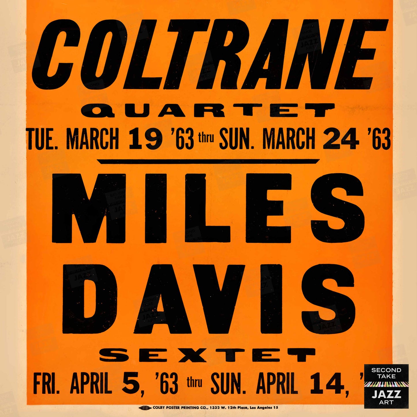 John Coltrane - Miles Davis jazz poster - Shelly's Manne-Hole - 1963
