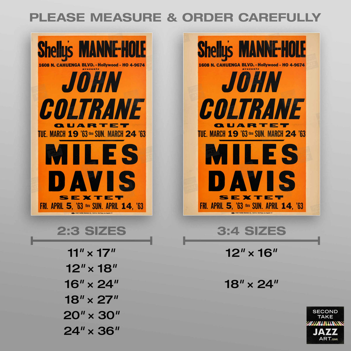 John Coltrane - Miles Davis jazz poster - Shelly's Manne-Hole - 1963