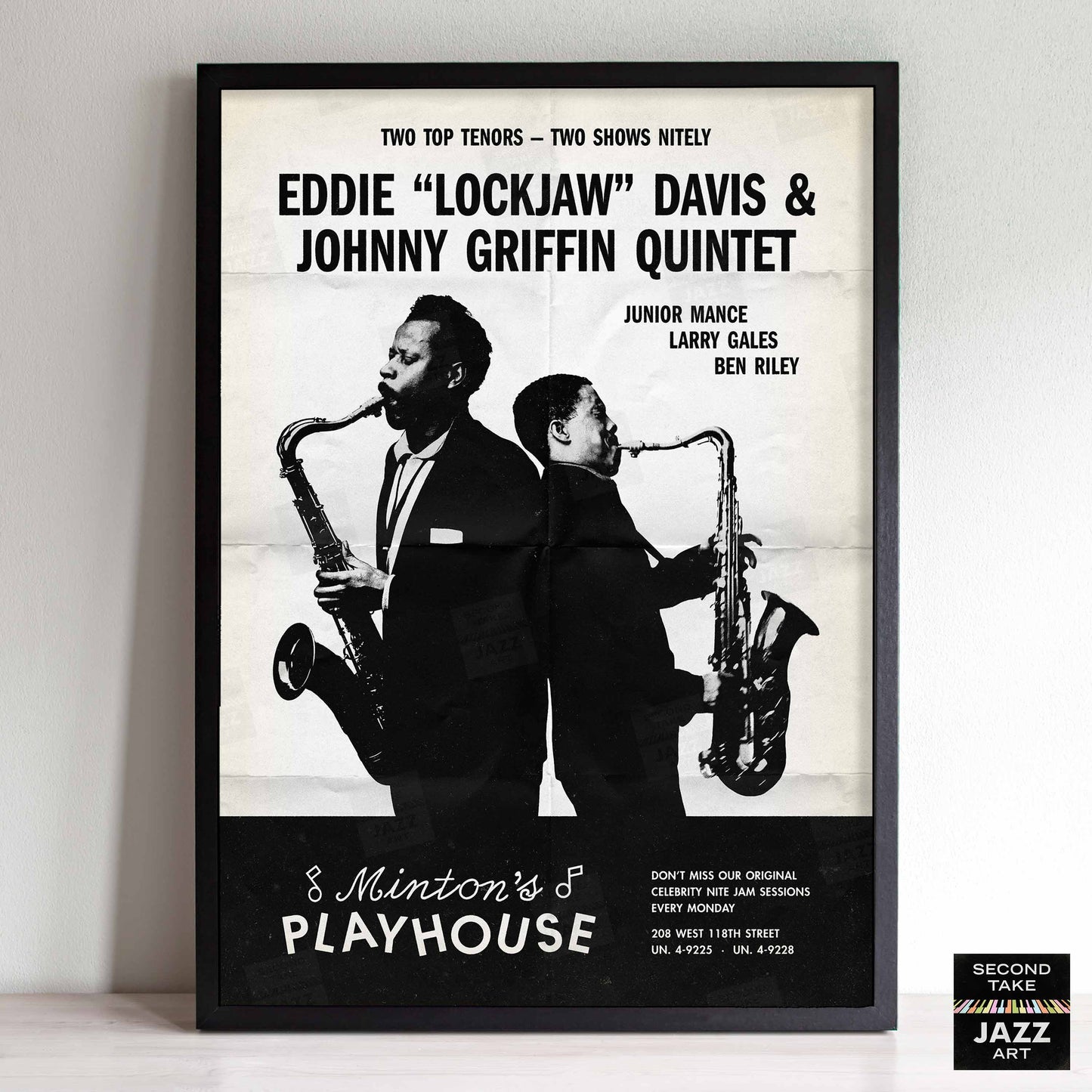 Eddie "Lockjaw" Davis - Johnny Griffin jazz poster - At Minton's Playhouse - 1961