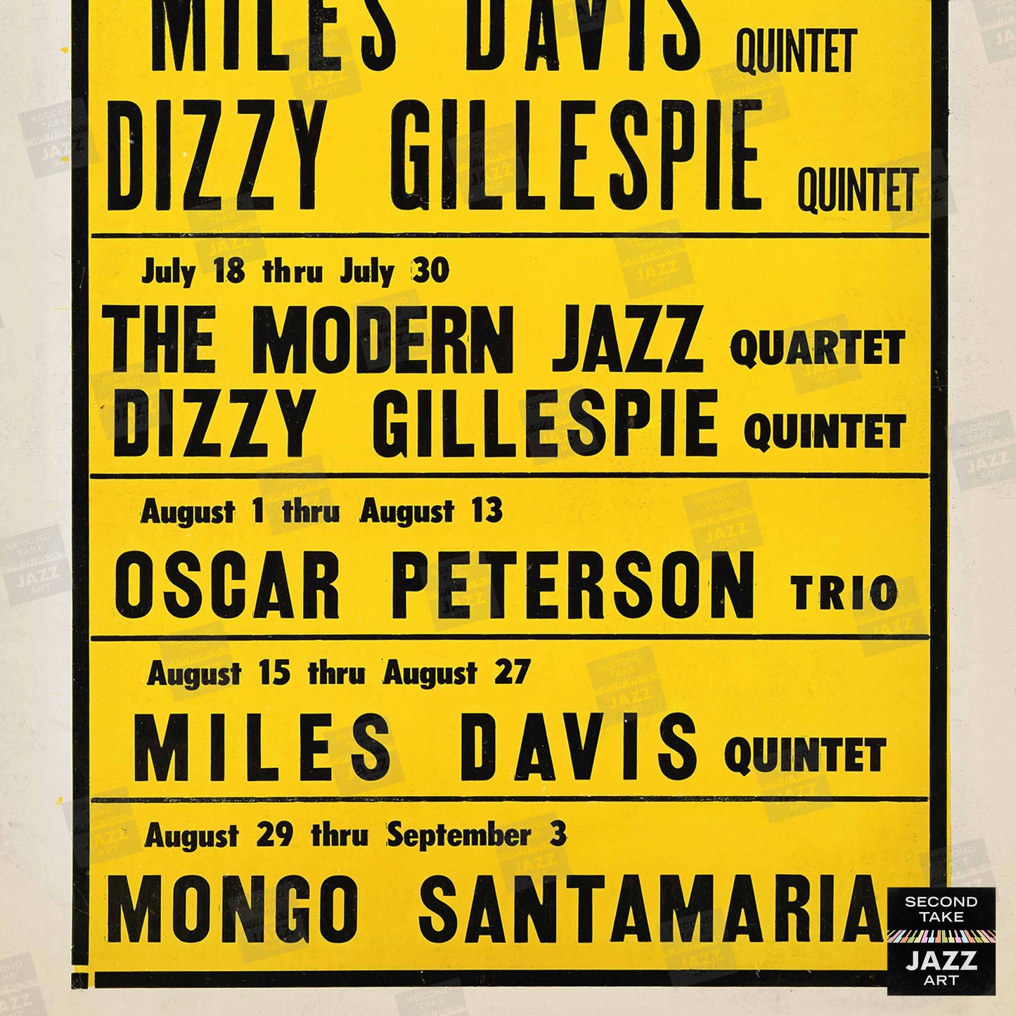 Miles Davis - Dizzy Gillespie - Mongo Santamaria jazz poster - Village Gate - 1963