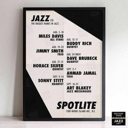 Ahmad Jamal - Miles Davis jazz poster - Live at the Spotlite - 1958