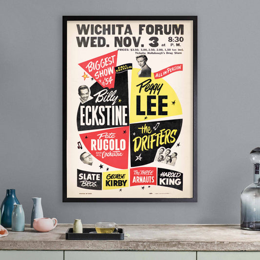 Billy Eckstine - Peggy Lee - The Drifters jazz poster - Wichita Forum - 1954