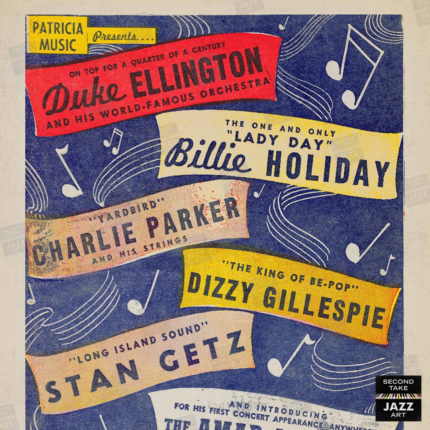 Duke Ellington - Billie Holiday - Charlie Parker jazz poster - Carnegie Hall - 1952