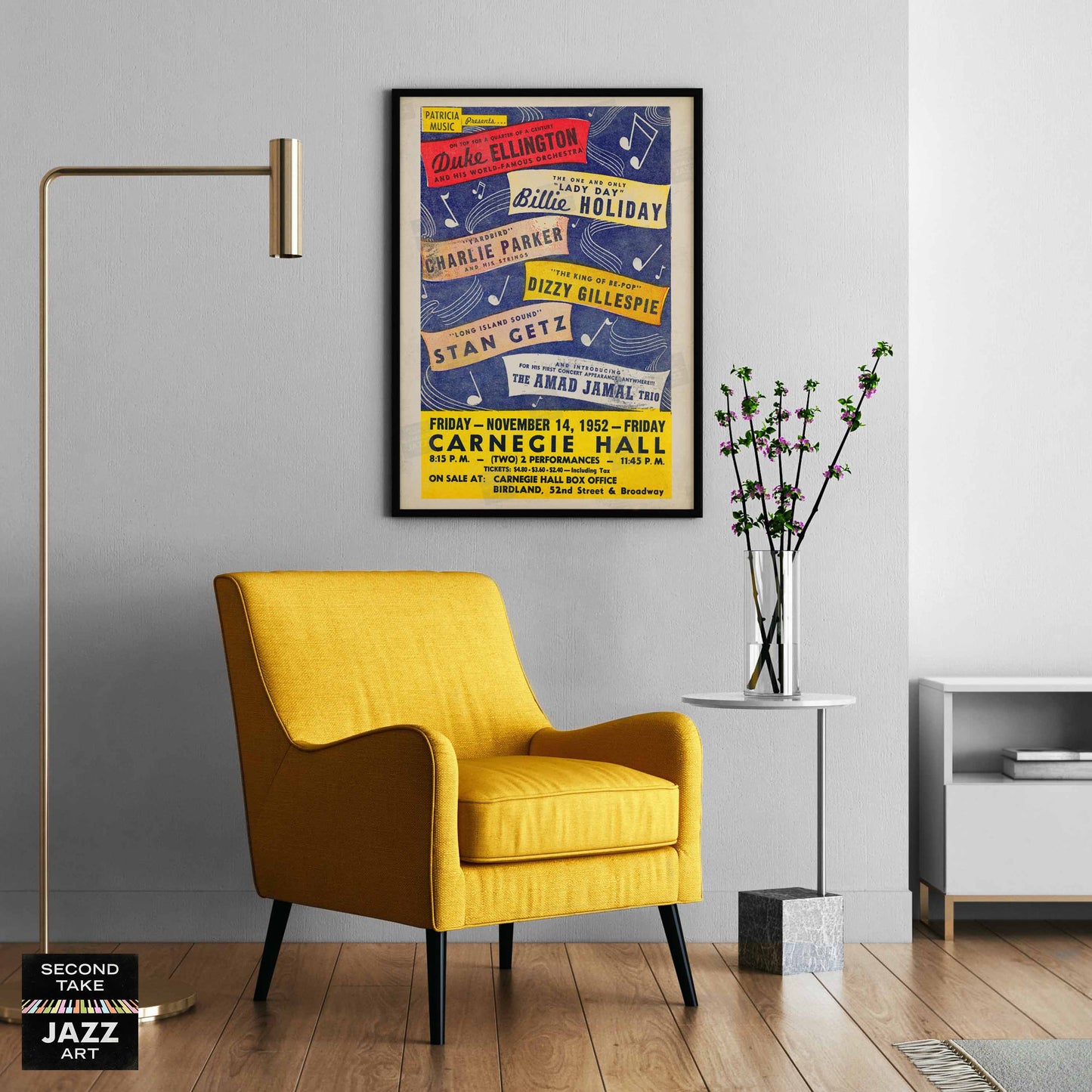 Duke Ellington - Billie Holiday - Charlie Parker jazz poster - Carnegie Hall - 1952