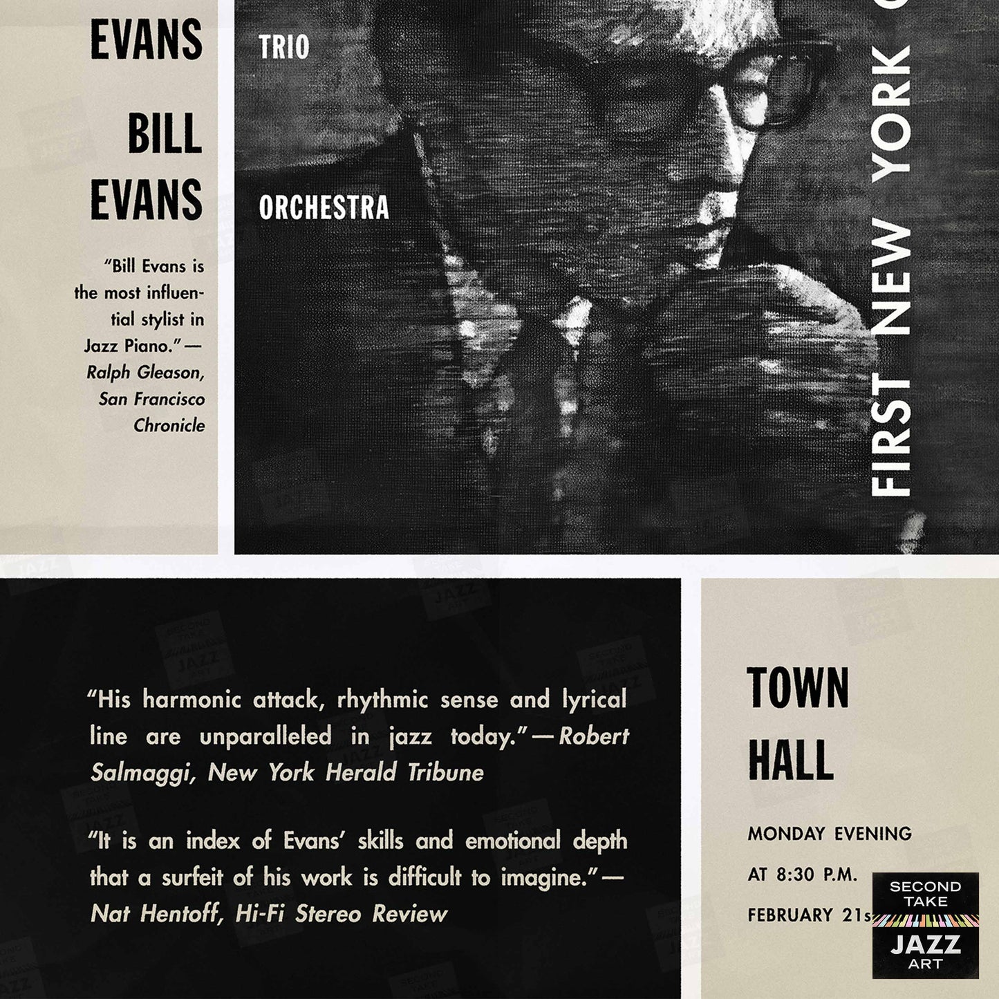 Bill Evans jazz poster - Town Hall - 1966