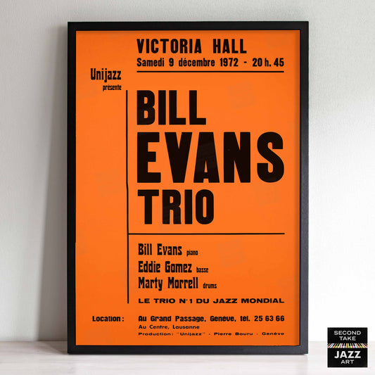 Bill Evans jazz poster - Victoria Hall - 1972