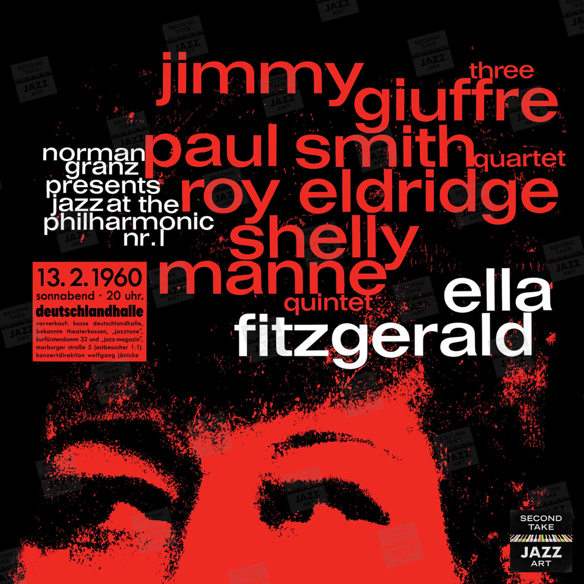Ella Fitzgerald jazz poster - Ella in Berlin - Mack the Knife - 1960 (red variant)