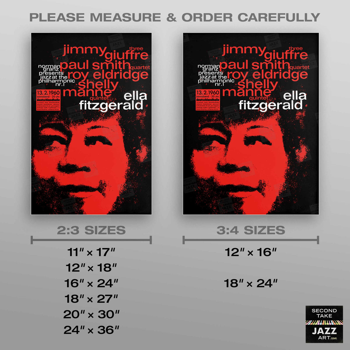 Ella Fitzgerald jazz poster - Ella in Berlin - Mack the Knife - 1960 (red variant)