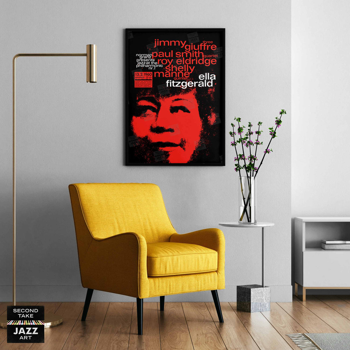 Ella Fitzgerald jazz poster - Ella in Berlin - Mack the Knife - 1960 (red variant)