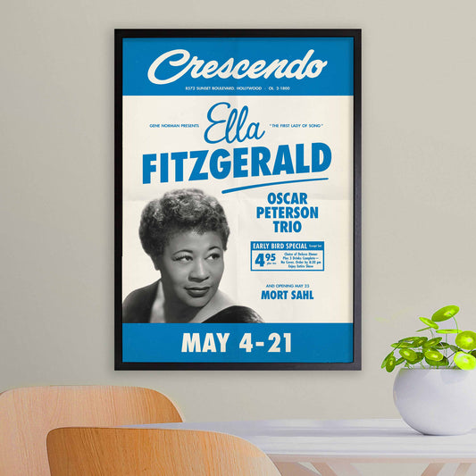 Ella Fitzgerald - Oscar Peterson jazz poster - At the Crescendo - Hollywood - 1961