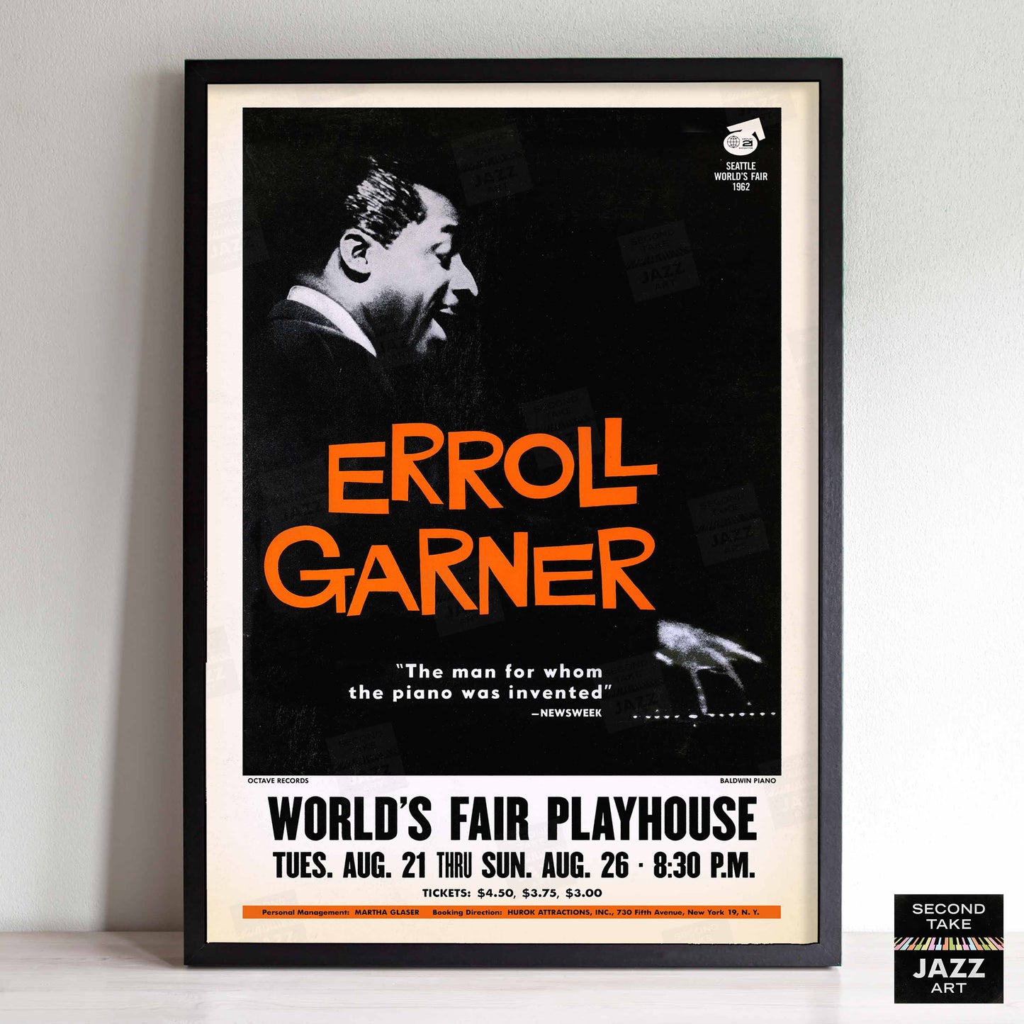 Erroll Garner jazz poster - One World Concert - Seattle World's Fair - 1962