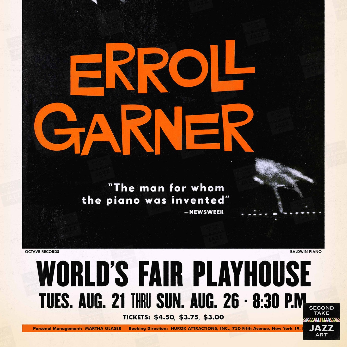 Erroll Garner jazz poster - One World Concert - Seattle World's Fair - 1962