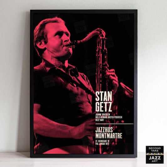 Stan Getz jazz poster - Live at Jazzhus Montmartre - 1977 (red variant)