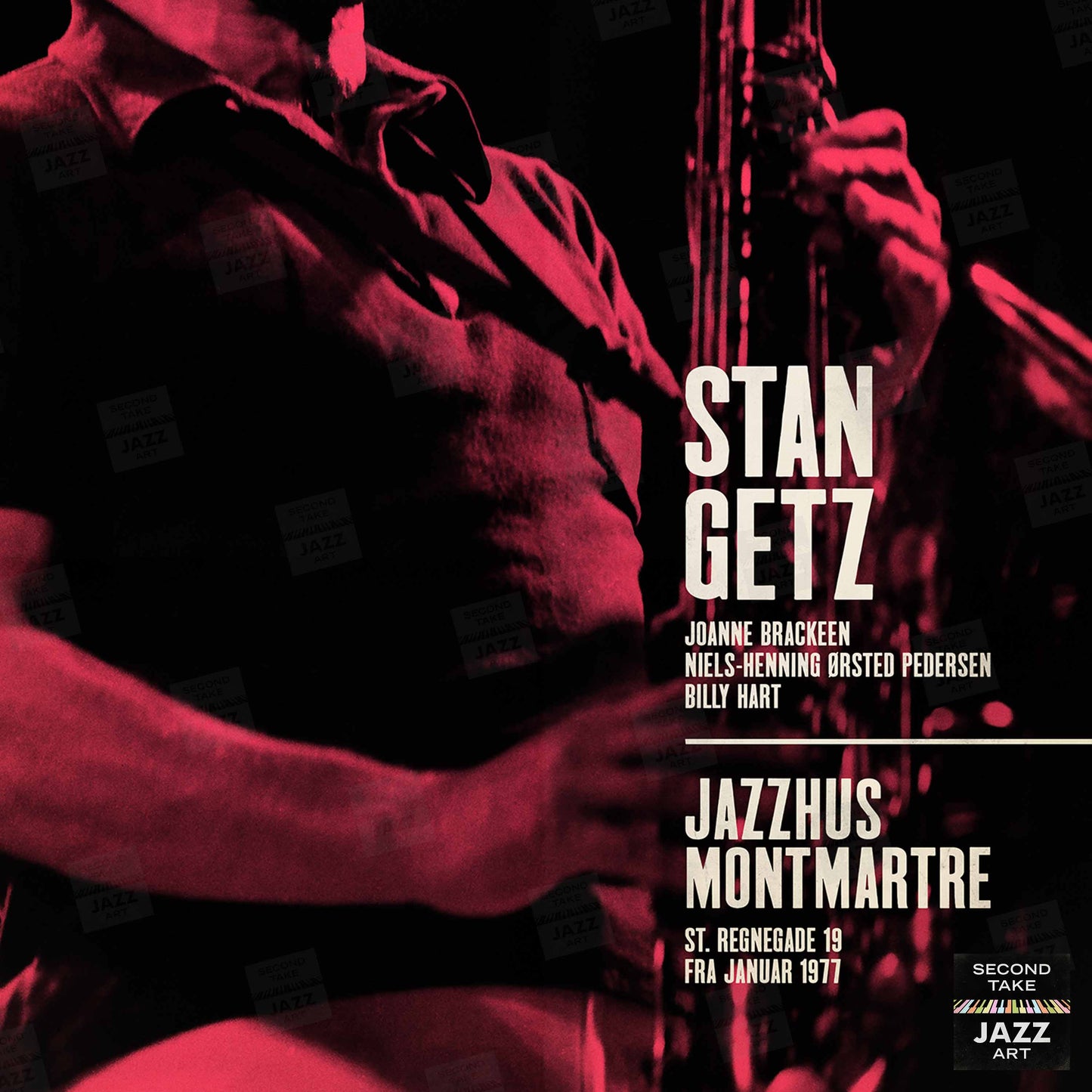 Stan Getz jazz poster - Live at Jazzhus Montmartre - 1977 (red variant)