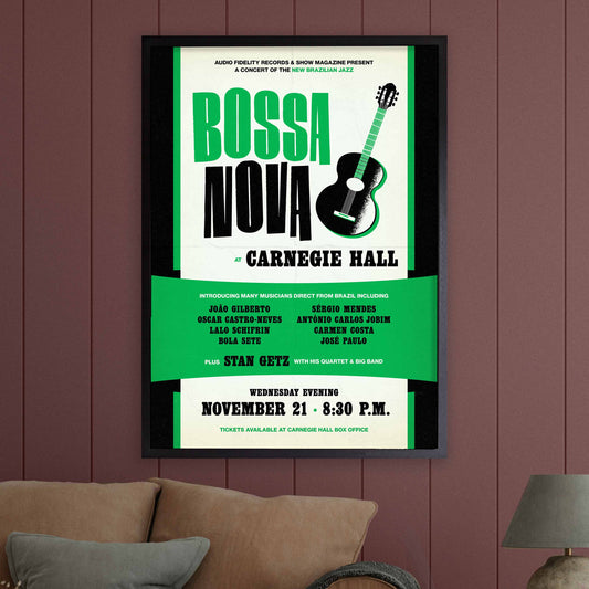 João Gilberto - Stan Getz jazz poster - Bossa Nova at Carnegie Hall - 1962 (green variant)