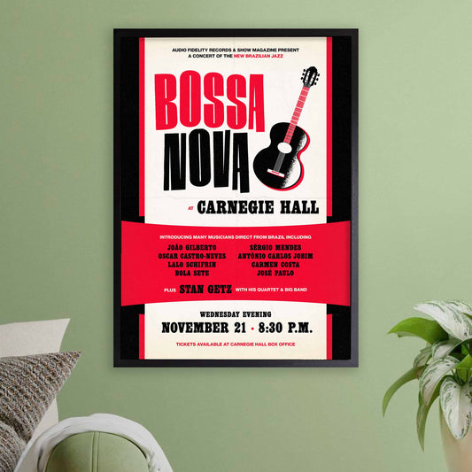 João Gilberto - Stan Getz jazz poster - Bossa Nova at Carnegie Hall - 1962 (red variant)