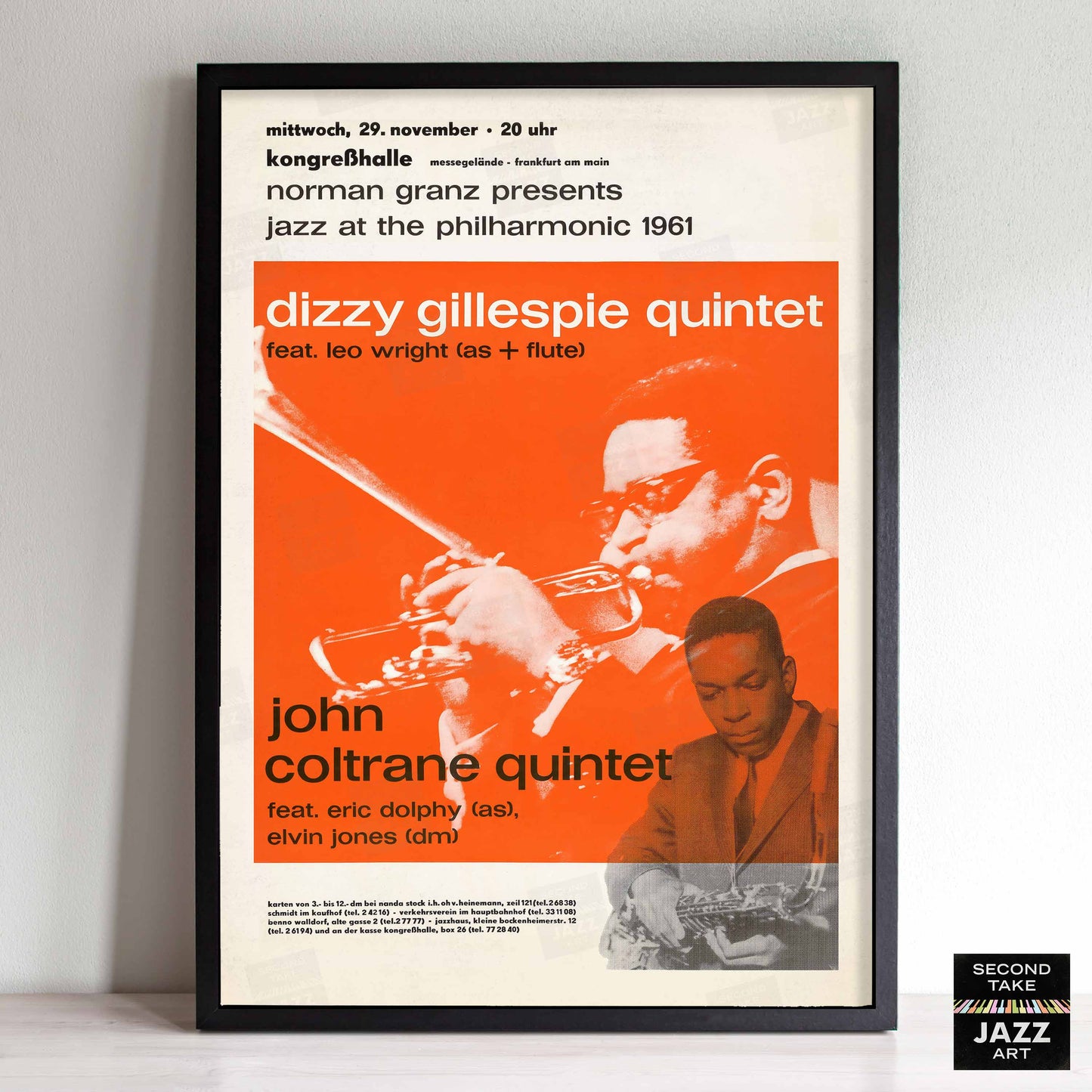 Dizzy Gillespie - John Coltrane jazz poster - Jazz at the Philharmonic - Frankfurt - 1961