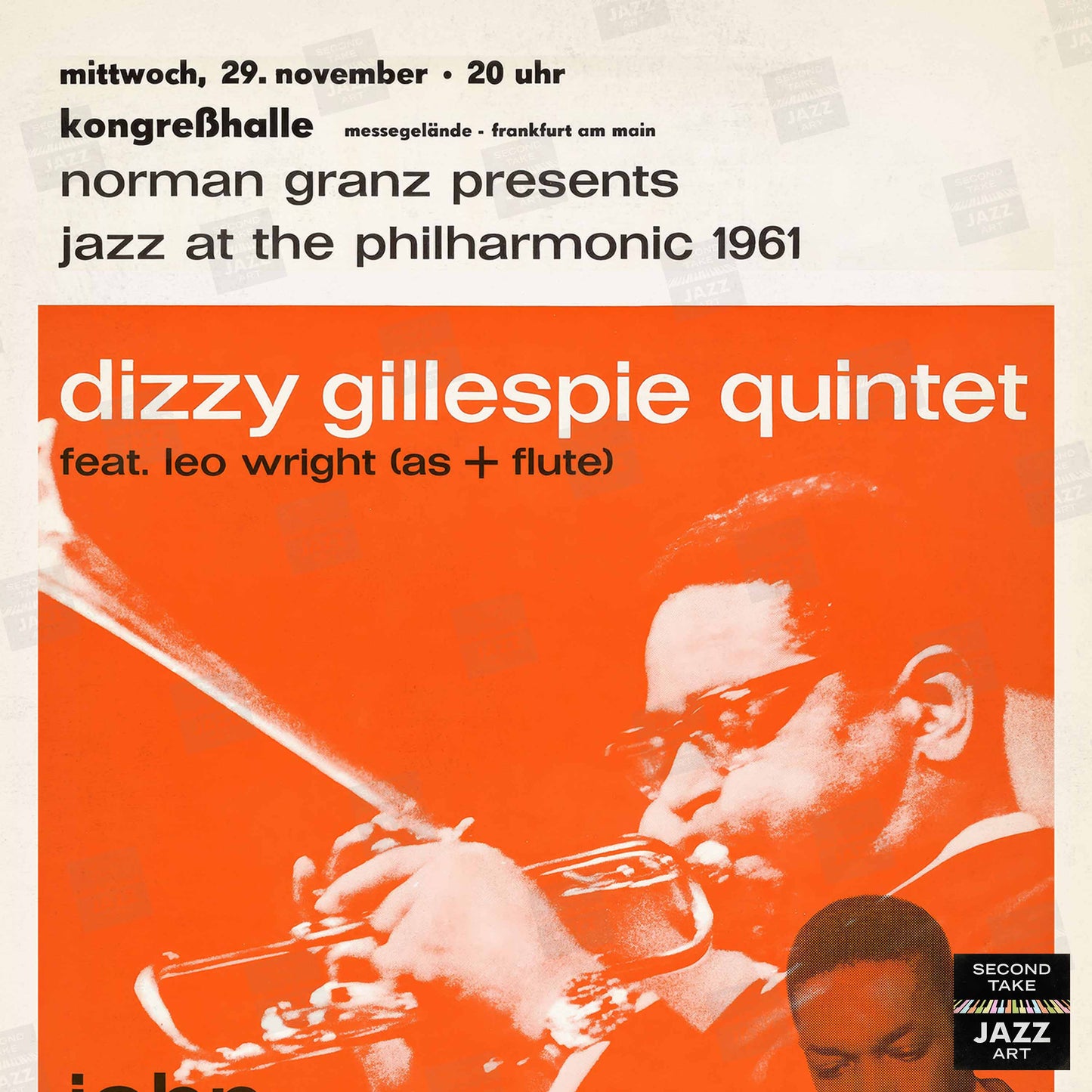Dizzy Gillespie - John Coltrane jazz poster - Jazz at the Philharmonic - Frankfurt - 1961