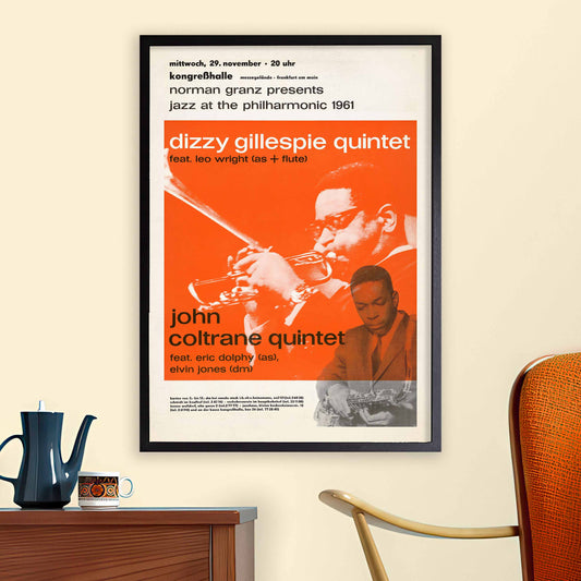 Dizzy Gillespie - John Coltrane jazz poster - Jazz at the Philharmonic - Frankfurt - 1961