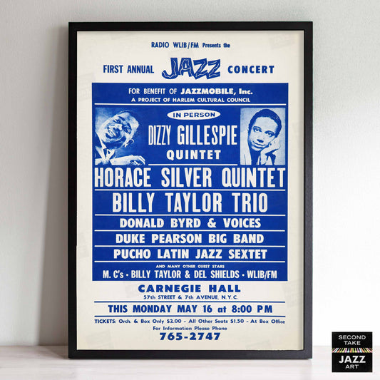 Dizzy Gillespie - Horace Silver jazz poster - Carnegie Hall - 1966