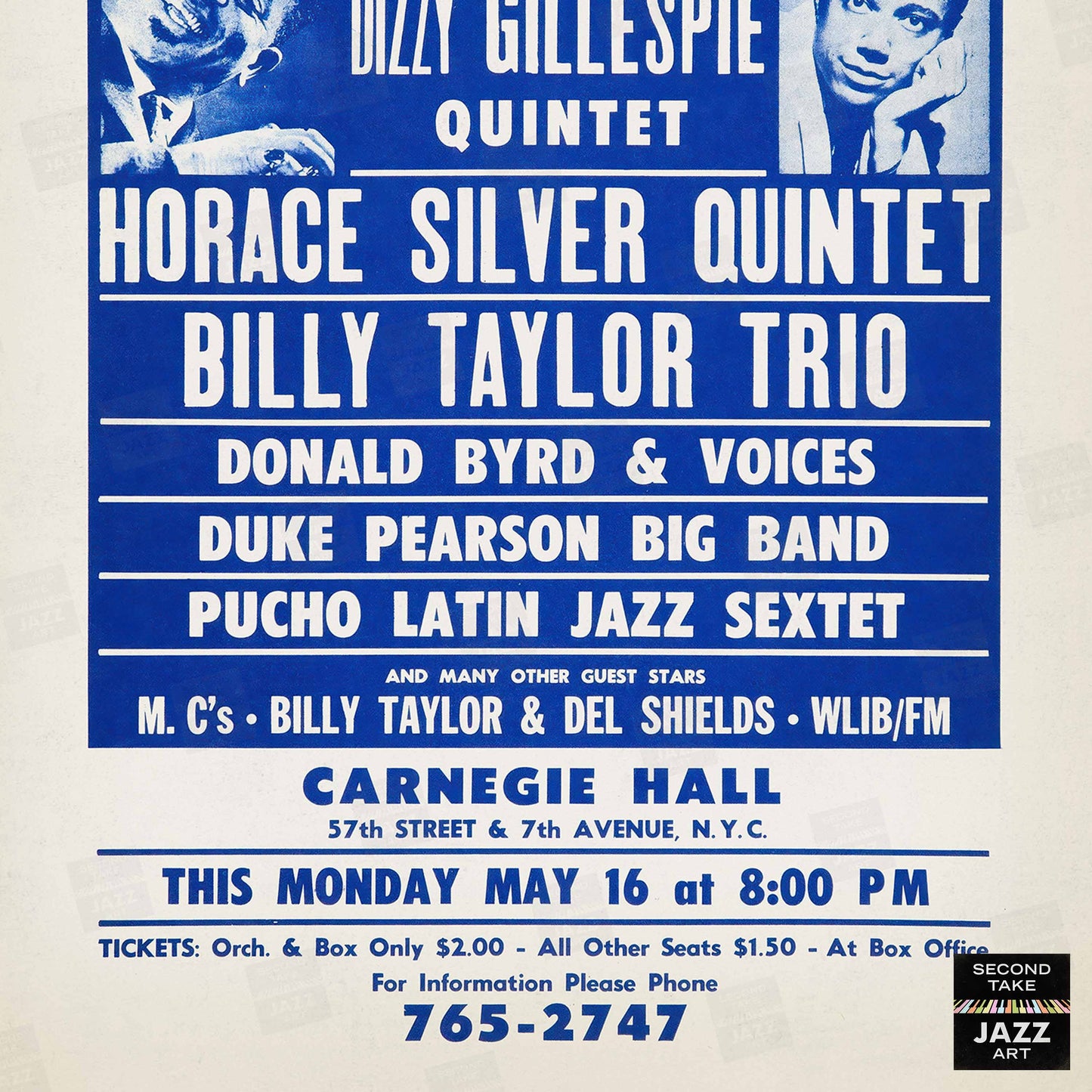 Dizzy Gillespie - Horace Silver jazz poster - Carnegie Hall - 1966