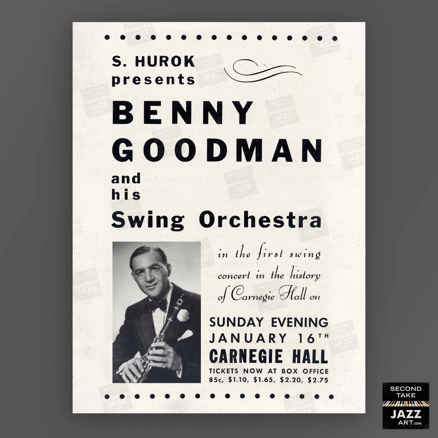 Benny Goodman jazz poster - Carnegie Hall - 1938