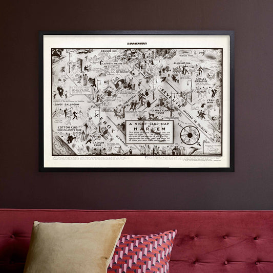Harlem Night Club Map jazz poster - Manhattan - 1932