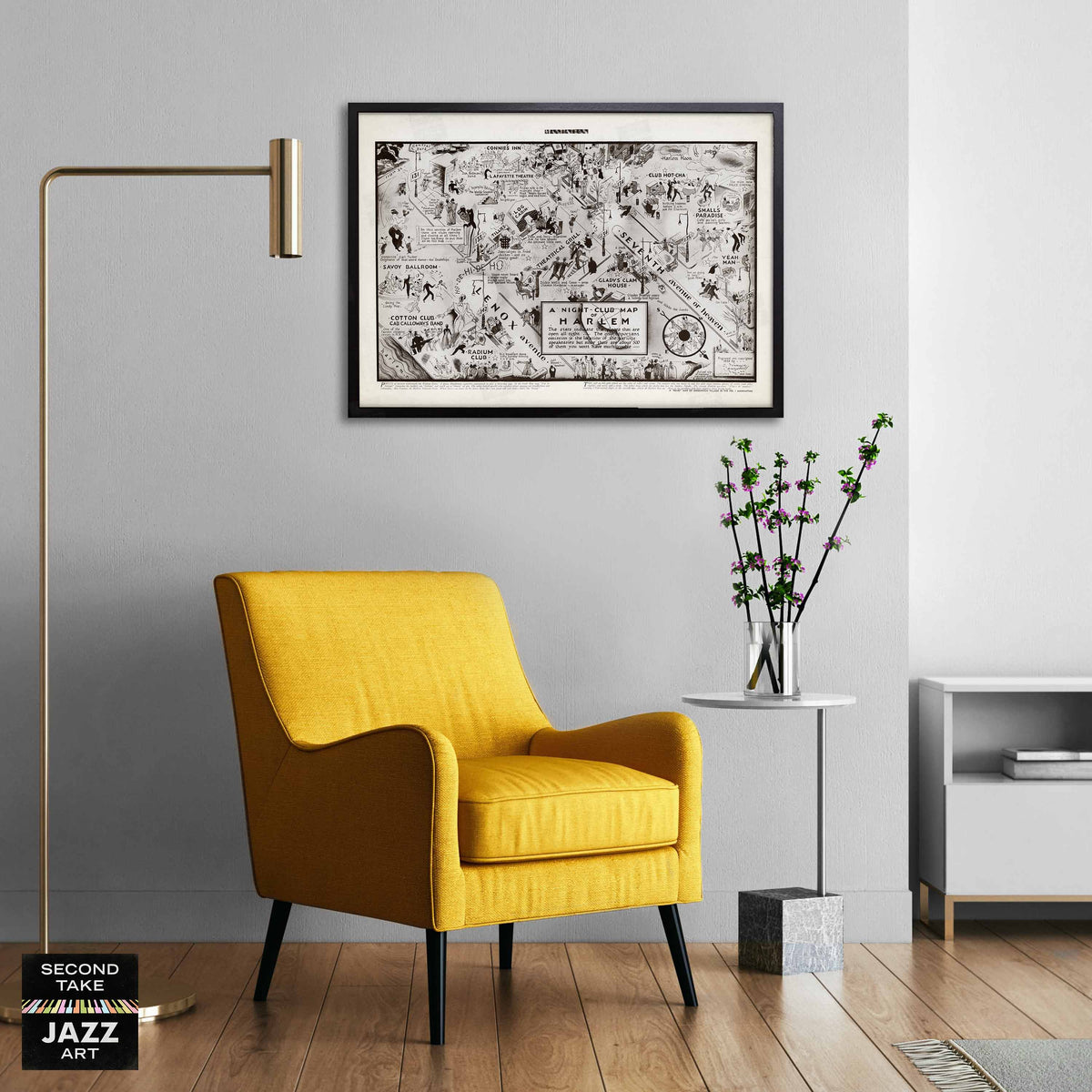 Harlem Night Club Map jazz poster - Manhattan - 1932 (horizontal)