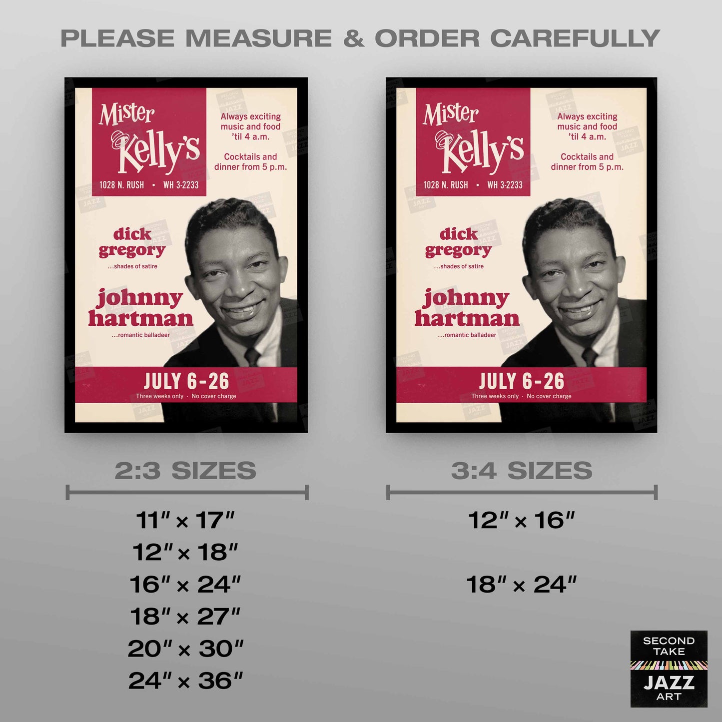 Johnny Hartman jazz poster - Mister Kelly's - Chicago - 1964