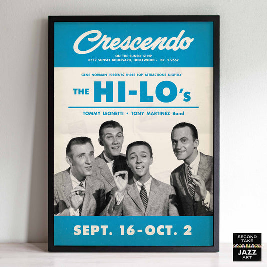 The Hi-Lo's jazz poster - The Crescendo - Hollywood - 1955