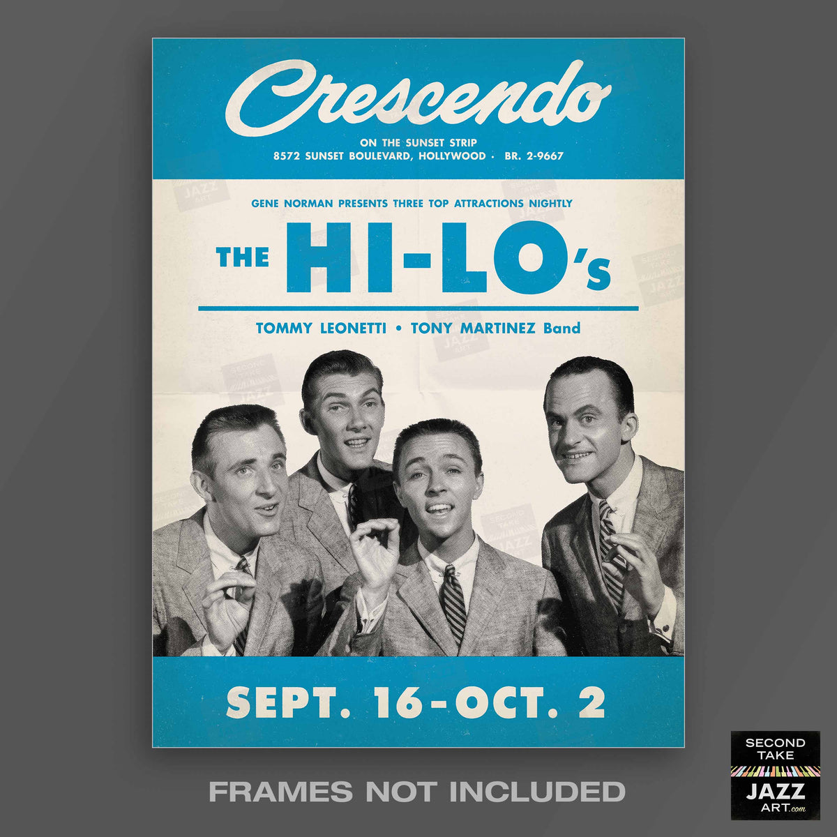 The Hi-Lo's jazz poster - The Crescendo - Hollywood - 1955