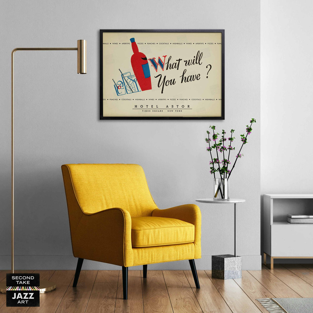 What Will You Have? Drinks Menu jazz poster - Hotel Astor - 1940 (horizontal)