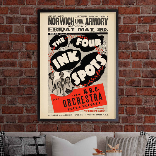 Ink Spots jazz poster - Norwich Armory - Northfield, VT - 1946