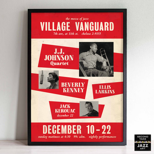 J.J. Johnson - Beverly Kenney - Jack Kerouac jazz poster - Village Vanguard - 1957