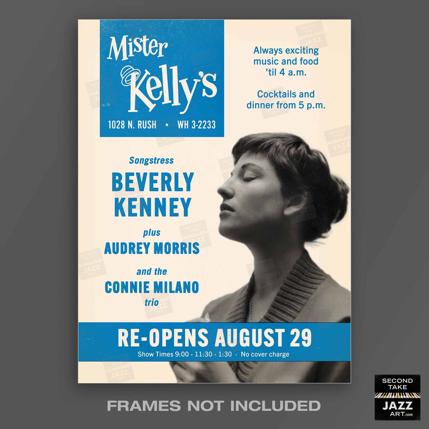 Beverly Kenney jazz poster - Mister Kelly's - Chicago - 1956