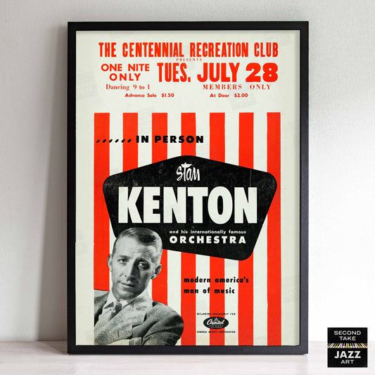 Stan Kenton jazz poster - Centennial Recreation Club - 1953
