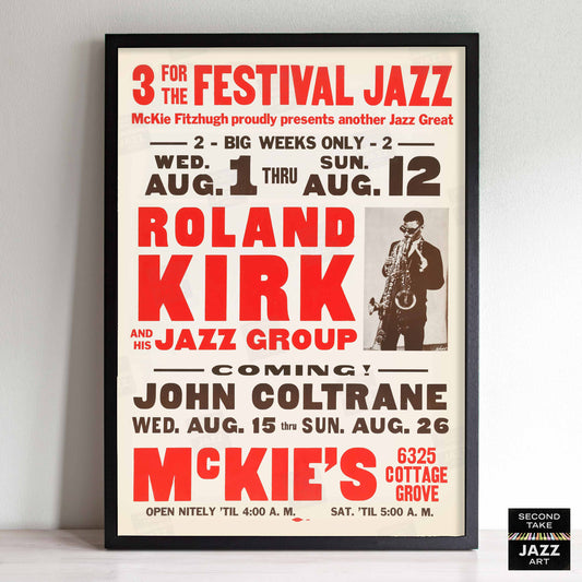 Rahsaan Roland Kirk - John Coltrane jazz poster - McKie's - 1962