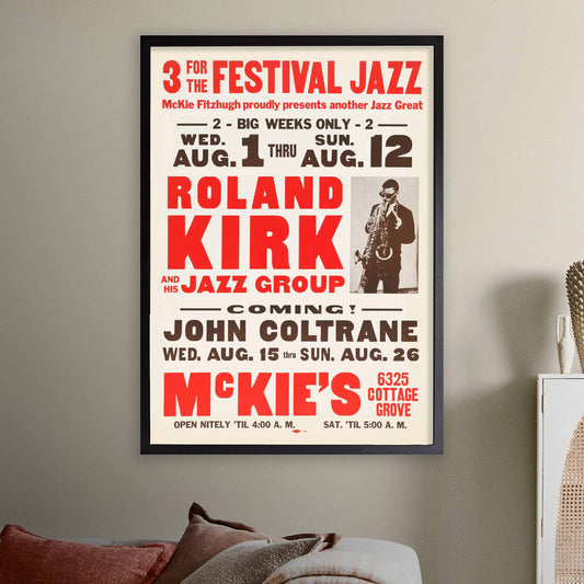 Rahsaan Roland Kirk - John Coltrane jazz poster - McKie's - 1962