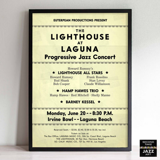 Lighthouse All-Stars - Hampton Hawes - Barney Kessel jazz poster - Lighthouse at Laguna - 1955