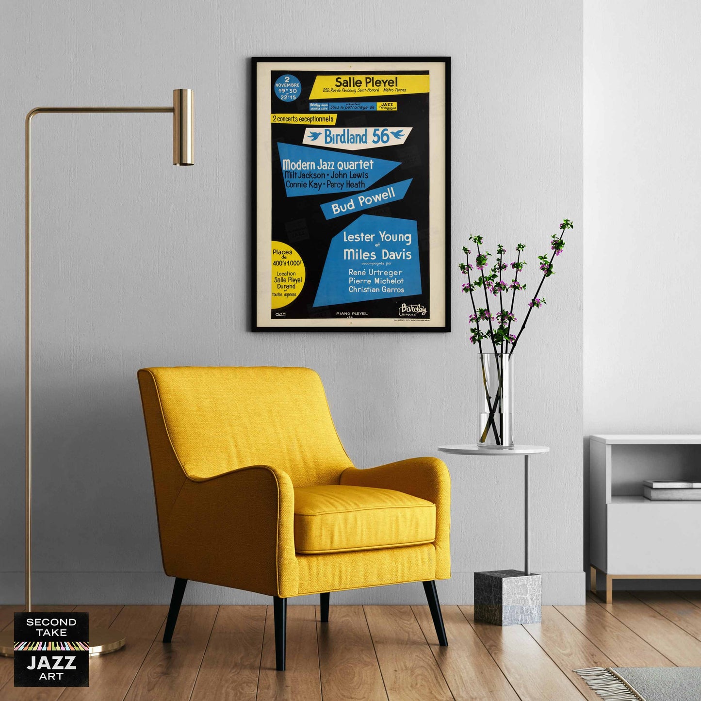 Miles Davis - Lester Young - Bud Powell - MJQ jazz poster - Birdland 56 - Paris, France - 1956