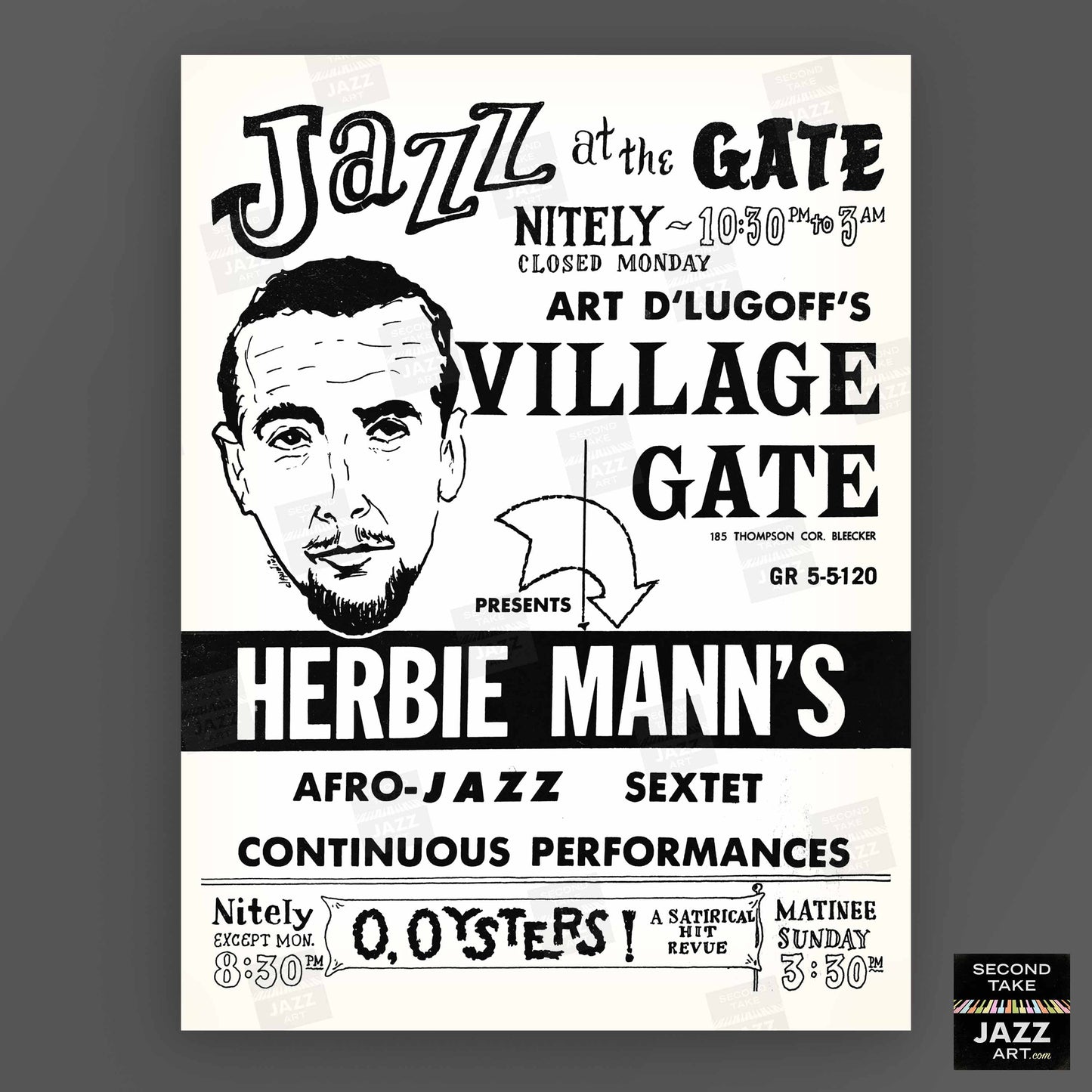 Herbie Mann jazz poster - Comin' Home Baby - Village Gate - 1961