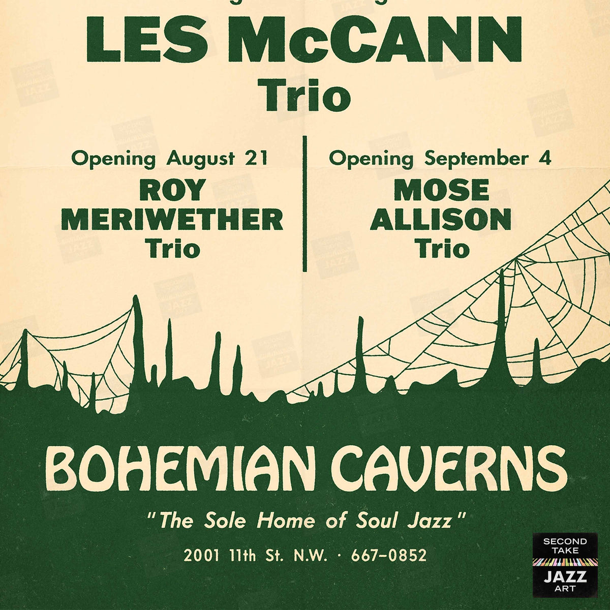 Les McCann jazz poster - Live at Bohemian Caverns - Washington, DC - 1967