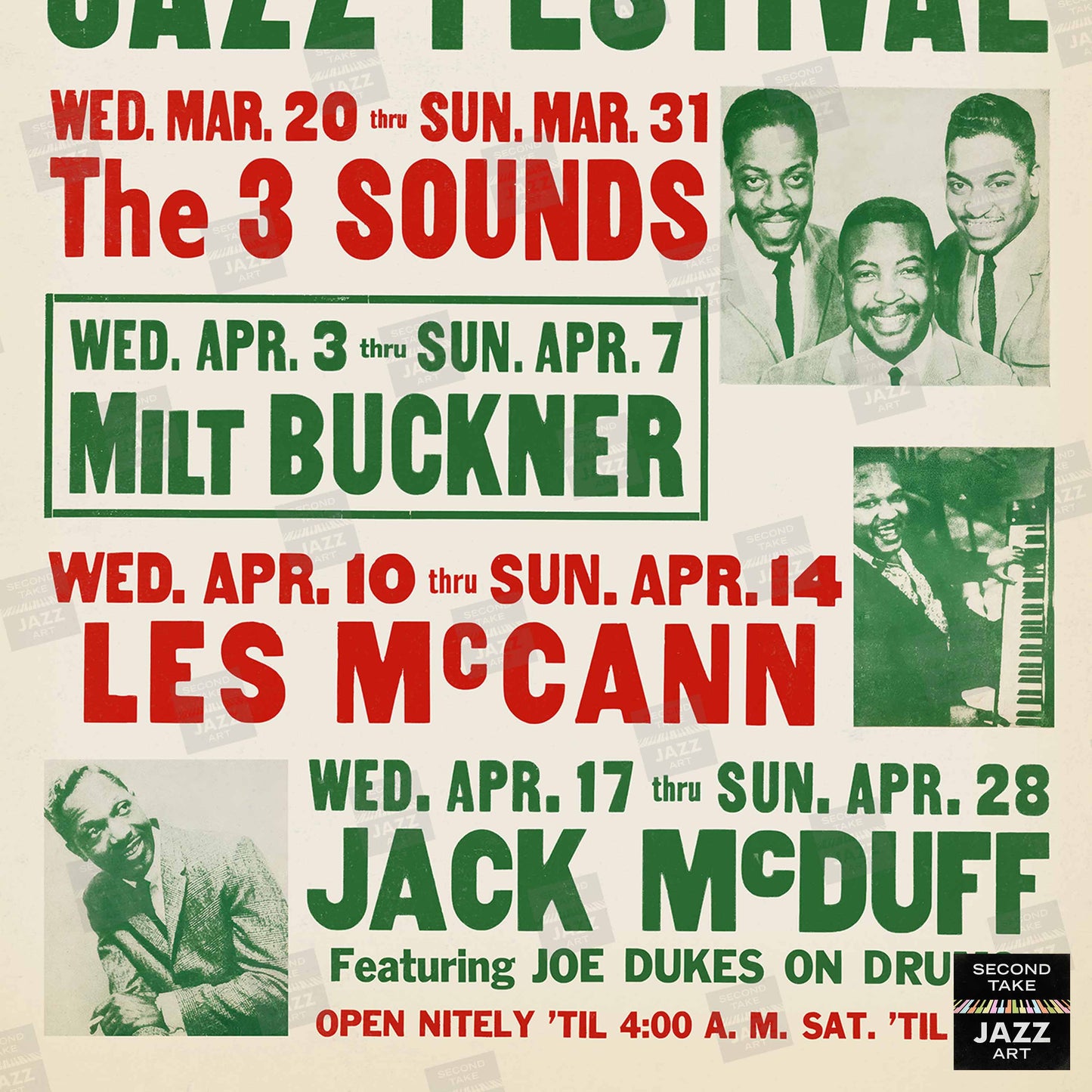 Les McCann - Jack McDuff - Milt Buckner - 3 Sounds jazz poster - McKie's - 1963