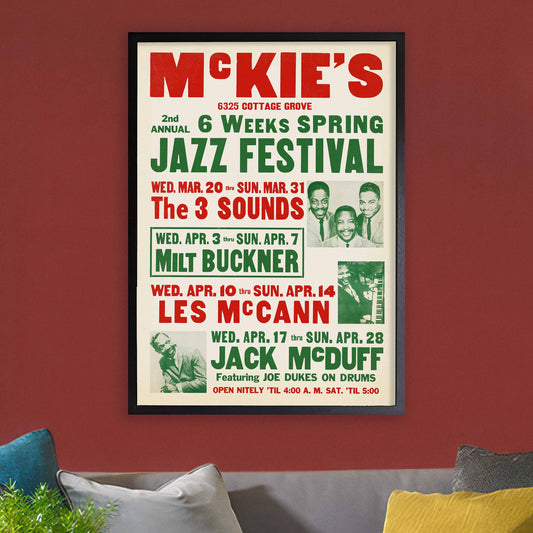 Les McCann - Jack McDuff - Milt Buckner - 3 Sounds jazz poster - McKie's - 1963