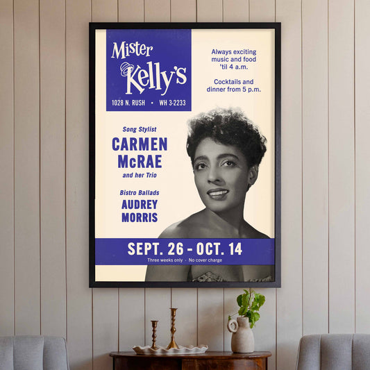 Carmen McRae jazz poster - Mister Kelly's - Chicago - 1956